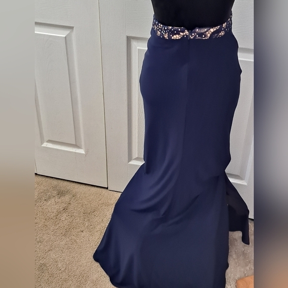 Royal Blue Long Formal Skirt With Lace Waistband Size 2 - Picture 8 of 10